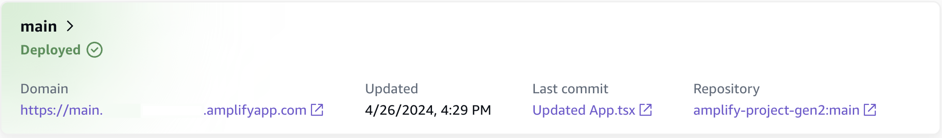 AWS Amplify hosting - deployed application